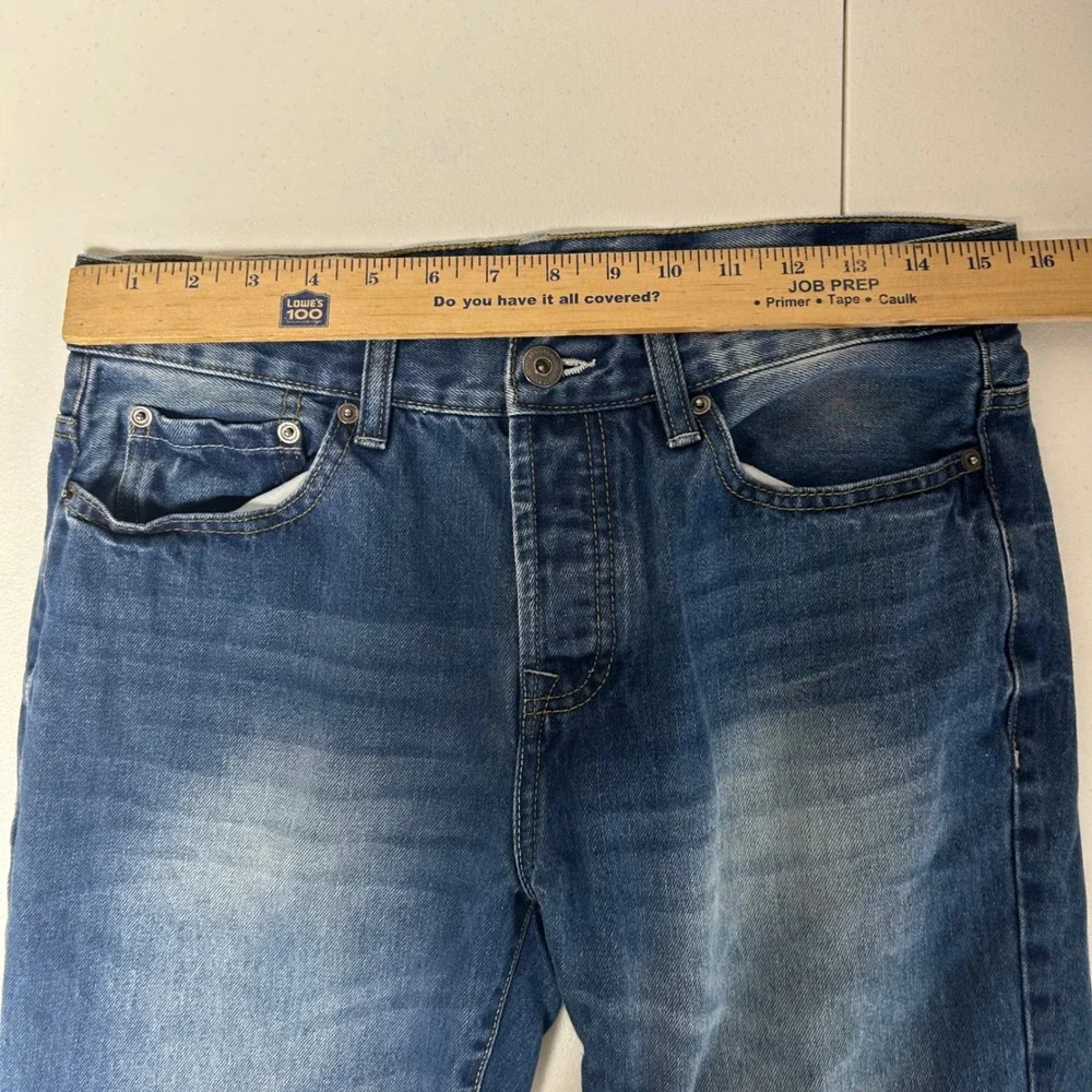 oodji Straight Leg Jeans Mens 30x32 Blue Medium Wash Button Fly